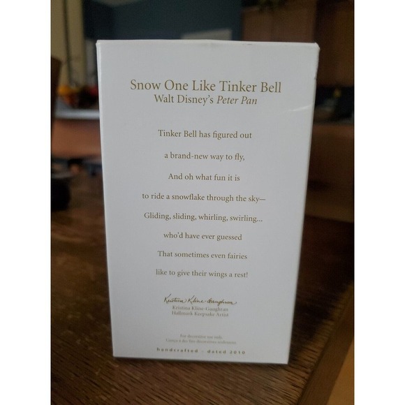 Disney Hallmark Keepsake Snow One Like Tinker Bell Ornament 2010 Peter Pan New - Picture 2 of 2